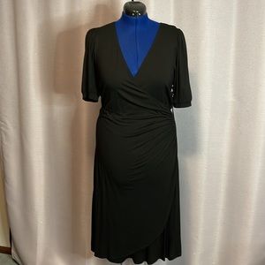 NWT Karen Kane XL black faux wrap dress.